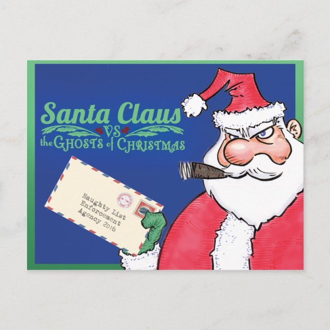 Santa Claus Vs The Ghosts of Christmas Postcard (Front)