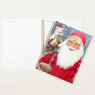 Santa Claus w Christmas Gifts American Eskimo Dog Planner