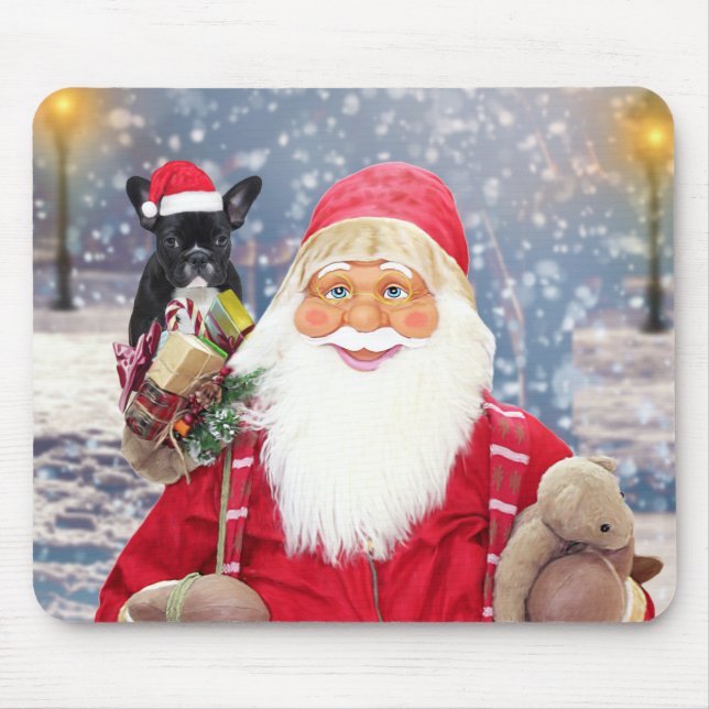 Santa Claus w Christmas Gifts French Bulldog Mouse Pad (Front)
