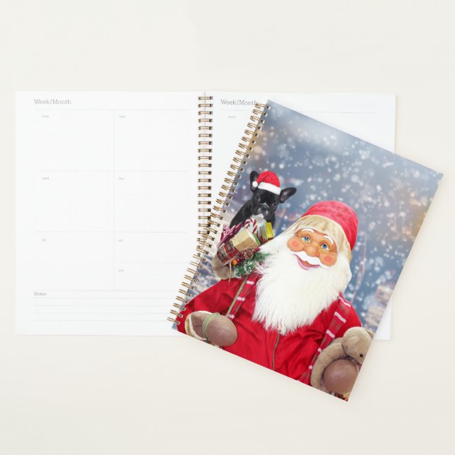 Santa Claus w Christmas Gifts French Bulldog Planner (Display)