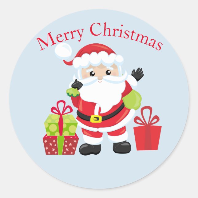 Santa Claus w/Presents Classic Round Sticker (Front)