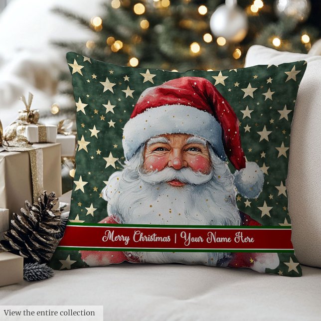 Santa Claus Watercolor Classic Couch Pillow (Santa Claus Watercolor Classic Couch Pillow)