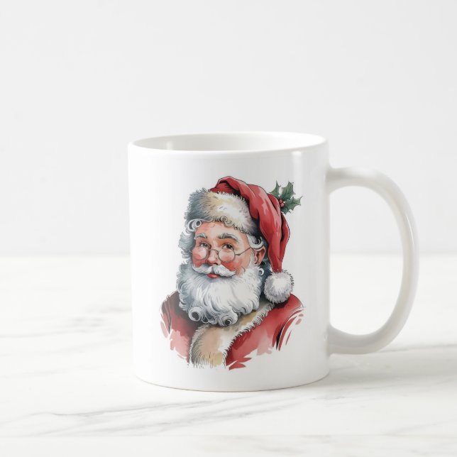 Santa Claus Watercolor Coffee Mug (Right)