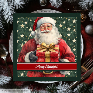 Santa Claus Watercolor Holiday Dinner Napkins