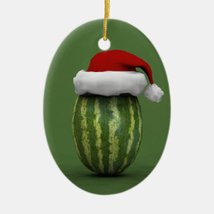 Santa Claus Watermelon Ceramic Ornament