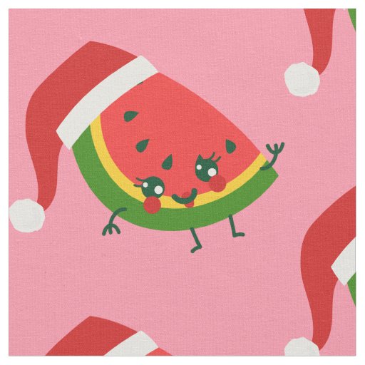 santa claus watermelon pink christmas fabric
