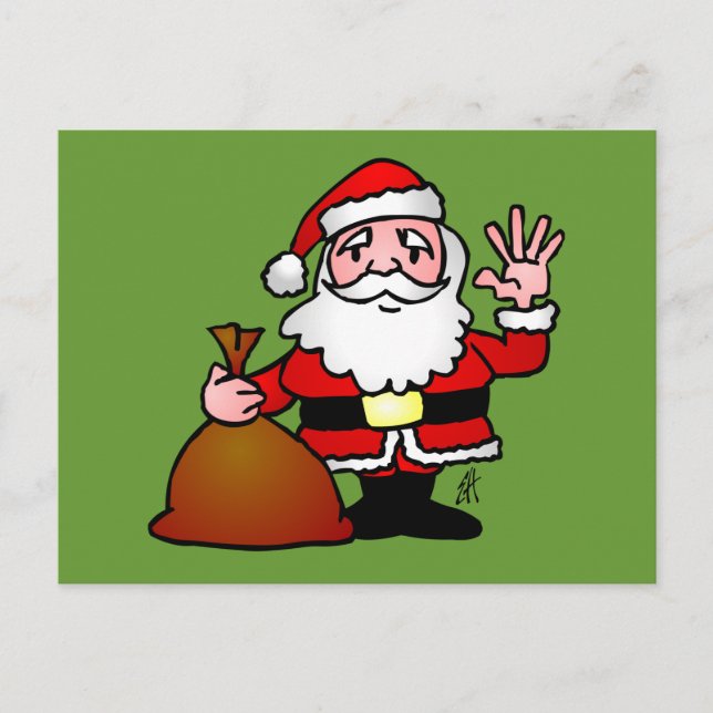 Santa Claus waving Holiday Postcard (Front)