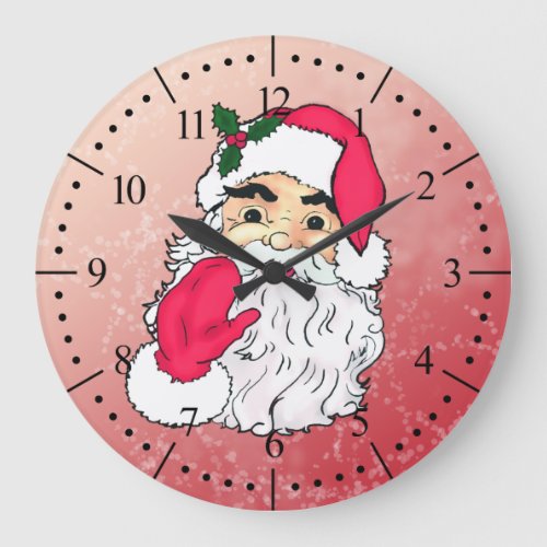 Santa Claus waving vintage style Large Clock