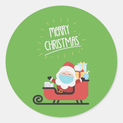 Santa Claus Wearing A Mask For Christmas Classic Round Sticker