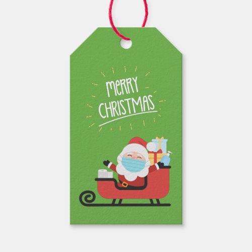 Santa Claus Wearing A Mask For Christmas Gift Tags