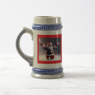 Santa Claus Wearing An American Flag Styled Outfit Beer Stein