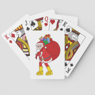 Santa Claus Wearing Big Yellow Boots Poker Cards
