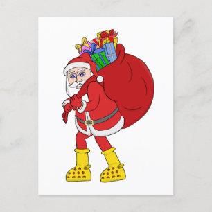 Santa Claus Wearing Big Yellow Boots Postcard