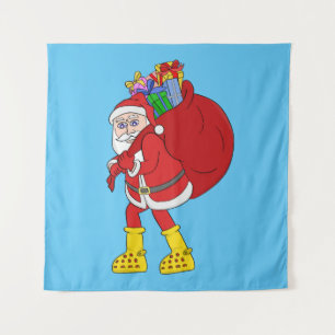 Santa Claus Wearing Big Yellow Boots Tapestry