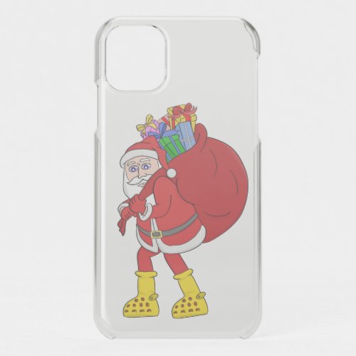 Santa Claus Wearing Big Yellow Boots iPhone 11 Case
