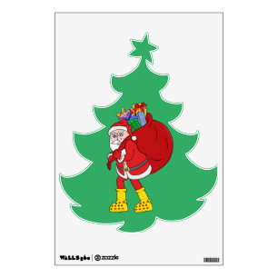 Santa Claus Wearing Big Yellow Boots Wall Decal