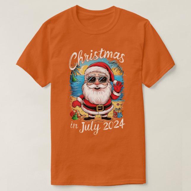 Santa Claus wearing sunglasses with a reflection o T-Shirt (Design Front)