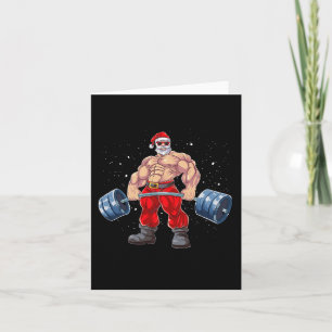 Santa Claus Weightlifting Fitness Christmas Bodybu Card