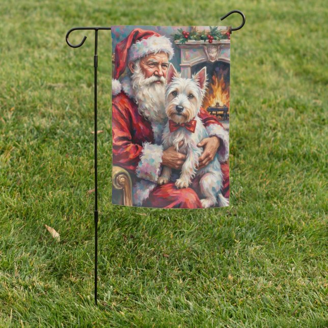 Santa Claus West Highland White Terrier Christmas Garden Flag (In SItu)