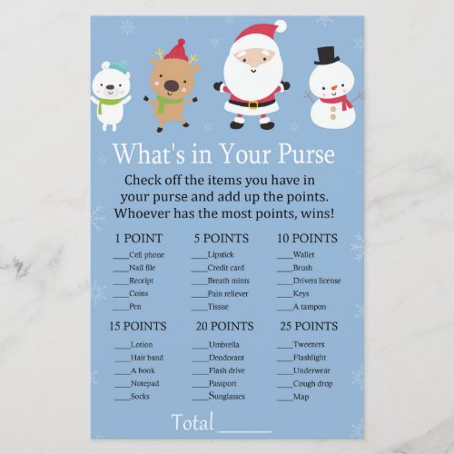 Santa Claus Whats in your purse game baby shower