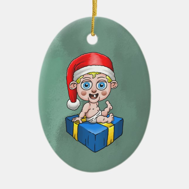 Santa Claus when he was a baby Ceramic Ornament (Front)