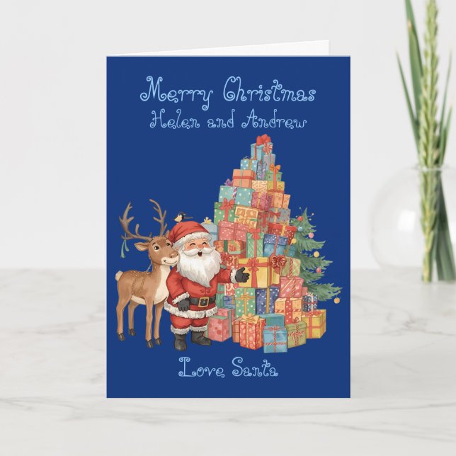Santa Claus whimsical personalized Christmas card (Front)
