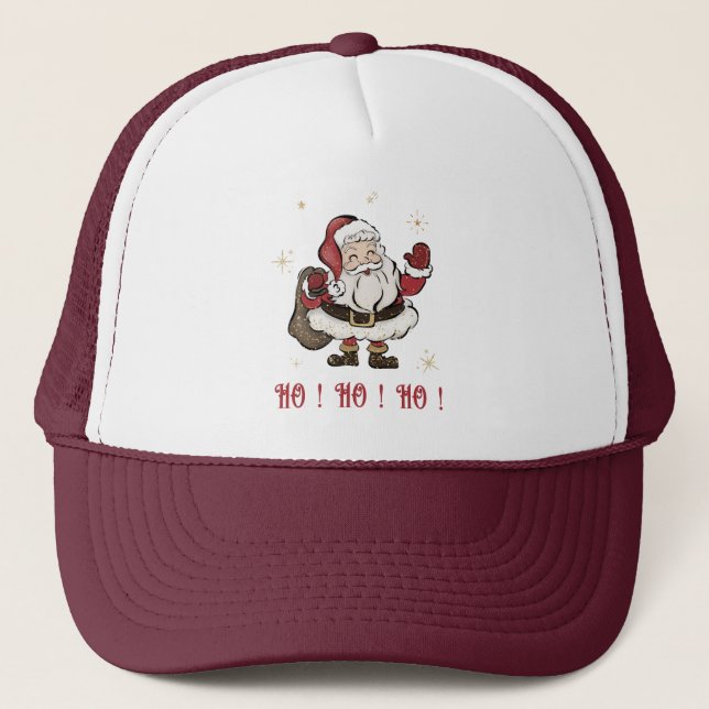 Santa Claus White and Maroon Trucker Hat (Front)