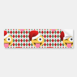 santa claus wink emoji bumper sticker