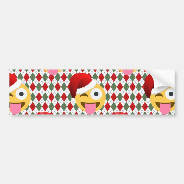 santa claus wink emoji bumper sticker (Front)