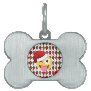 santa claus wink emoji pet ID tag