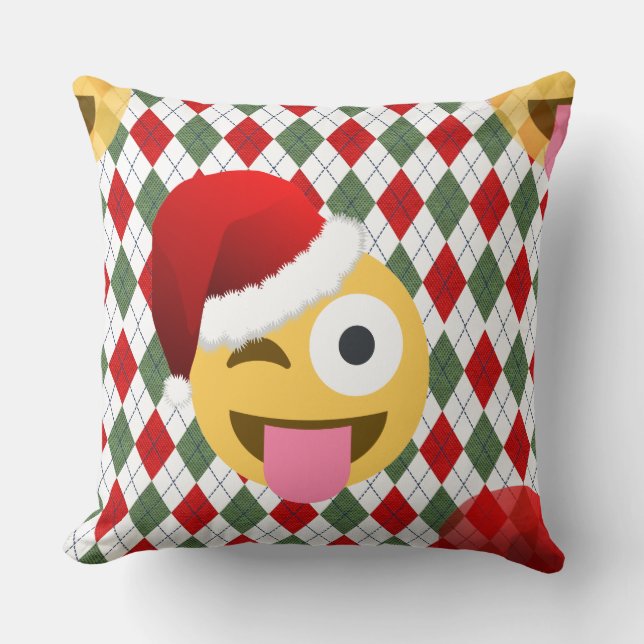 santa claus wink emoji throw pillow (Front)