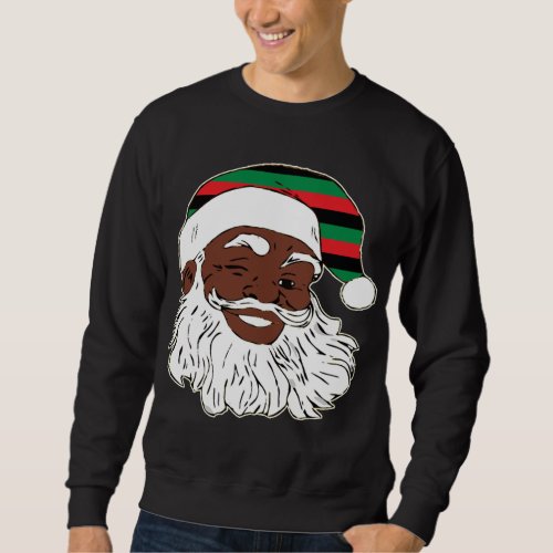 Santa Claus Winking Christmas Pan African Flag Hat Sweatshirt