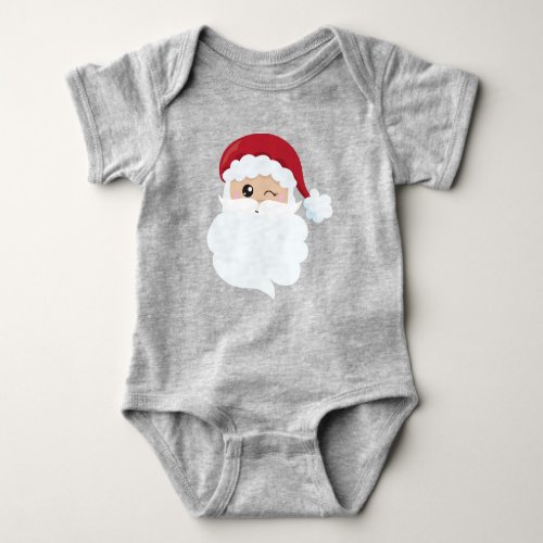 Santa Claus Winking Santa Santa Hat Christmas Baby Bodysuit