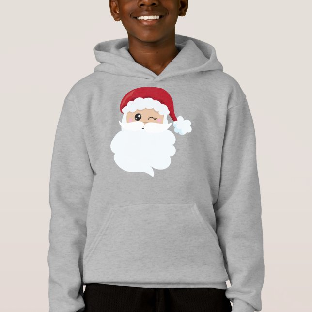 Santa Claus, Winking Santa, Santa Hat, Christmas Hoodie (Front)