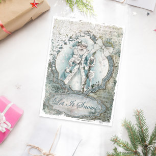 Santa Claus Winter Let it Snow Blue craft Tissue Paper
