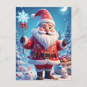 ❄️ Santa Claus Winter Snowflake Glow 🎄 Festive Postcard
