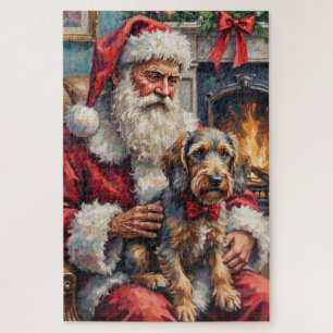 Santa Claus Wirehaired Pointing Griffon Christmas Jigsaw Puzzle