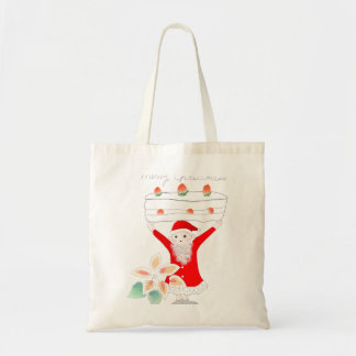 Santa Claus with a big cake Tote Bag