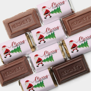 Santa Claus with a Green Pine Tree Candy Wrapper Hershey's Miniatures