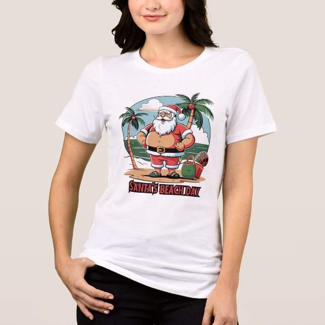Santa Claus with a Twist – Beach Day Tri-Blend Shirt (Front)