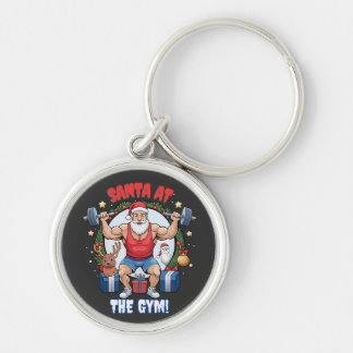 Santa Claus with a Twist – Gym Santa Holiday humor Keychain