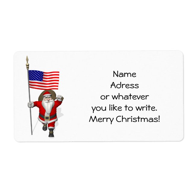 Santa Claus With American Flag Label (Front)