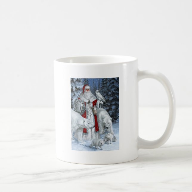 Santa Claus With An Owl And Polar Bears Coffee Mug (Right)