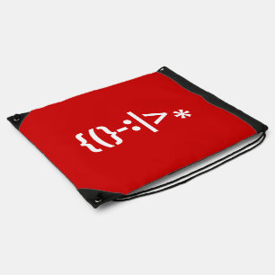 Santa Claus with Beard Christmas Emoticon Drawstring Bag