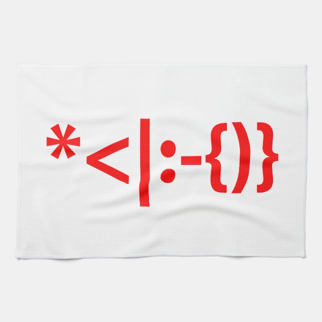 Santa Claus with Beard Christmas Emoticon Kitchen Towel (Horizontal)