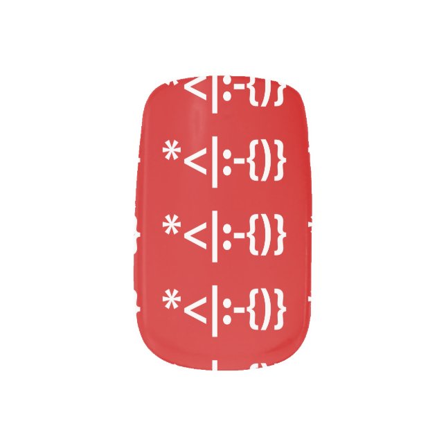 Santa Claus with Beard Christmas Emoticon Minx Nail Wraps (Left Thumb)