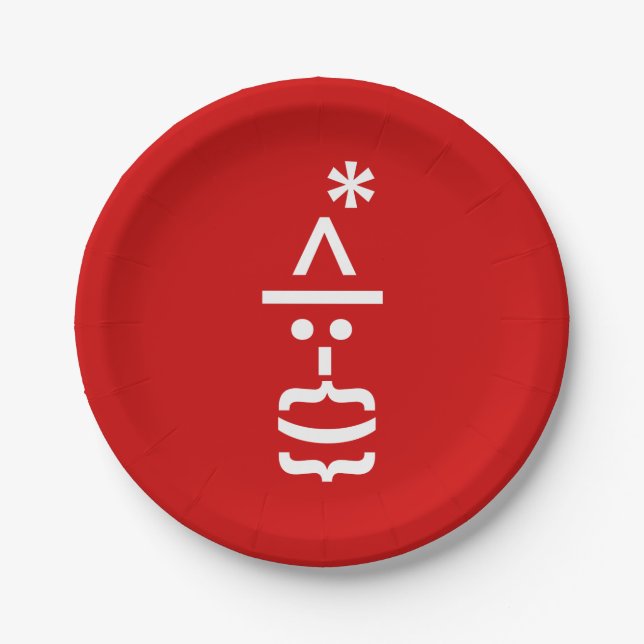 Santa Claus with Beard Christmas Emoticon Paper Plates (Front)