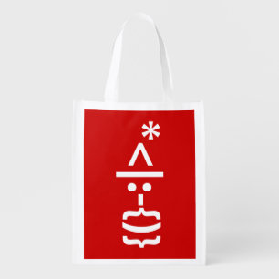 Santa Claus with Beard Christmas Emoticon Reusable Grocery Bag