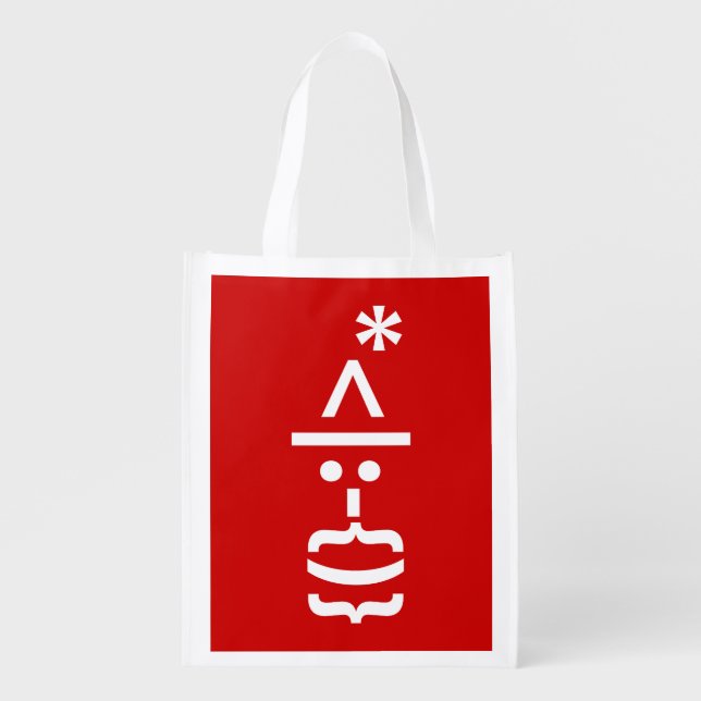 Santa Claus with Beard Christmas Emoticon Reusable Grocery Bag (Front)