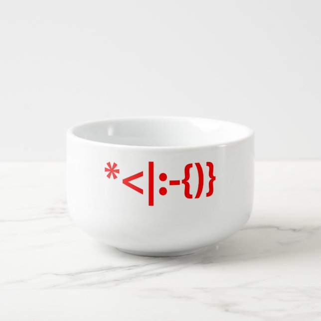Santa Claus with Beard Christmas Emoticon Soup Mug (Front)